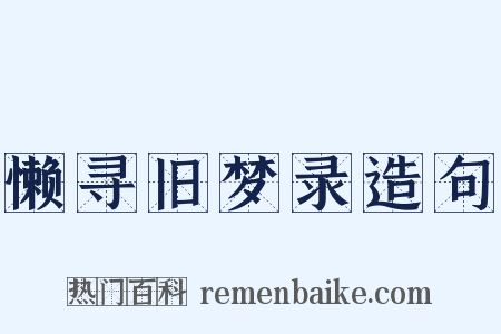 懒寻旧梦录造句是什么意思的图片